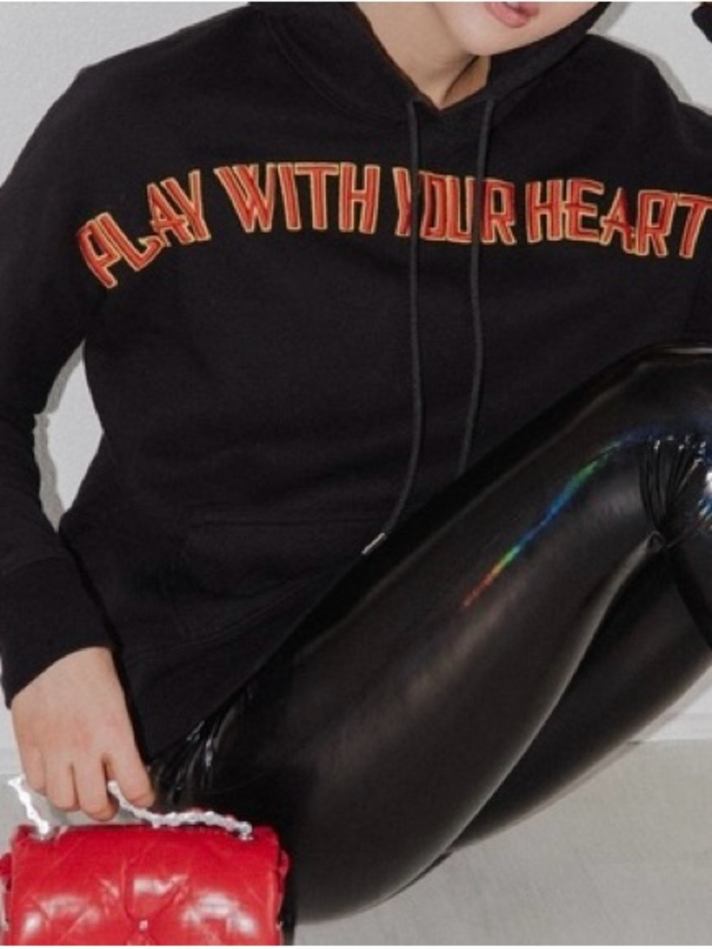Sandro Paris Black "Play With Your Heart" Hoodie Size 1 Small